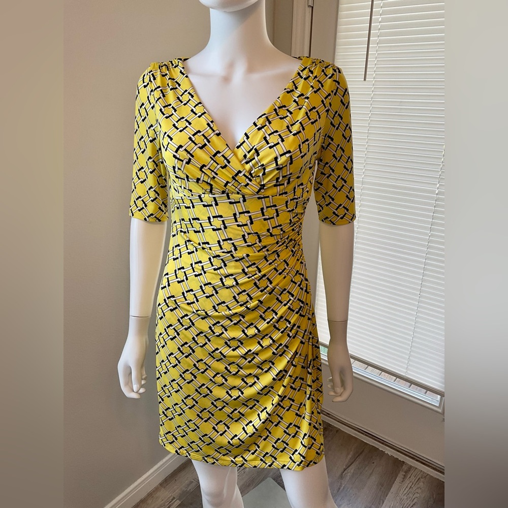 Lauren Ralph Lauren Women's Yellow Dress, Size 4. Polyester Elastane